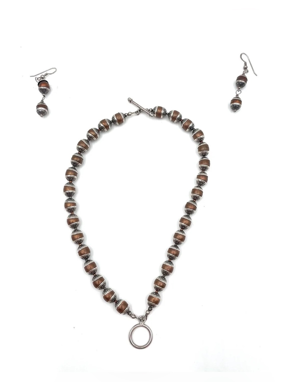 Vintage Western Inspired Silver Necklace & Earring Set
